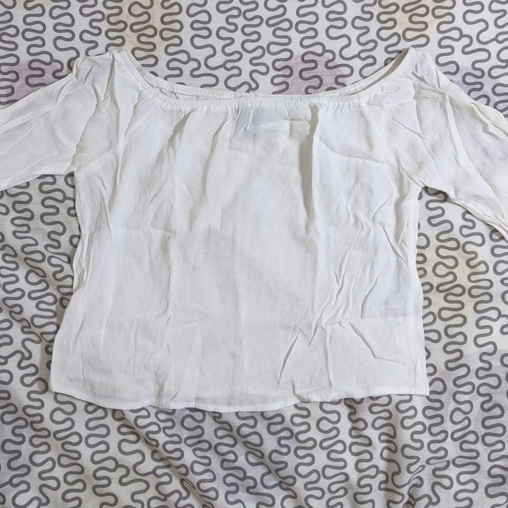 Cropped off the shoulder white blouse